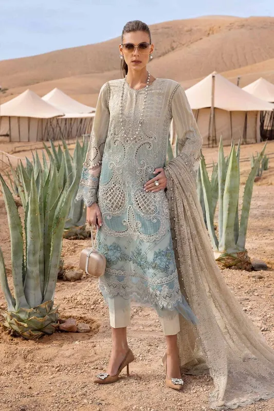 Maria B Luxury Lawn 25 Green Organza – view 1 – Poshaq