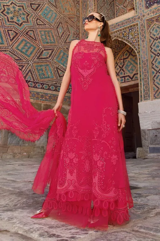 Maria B Luxury Lawn Pink Organza – view 1 – Poshaq