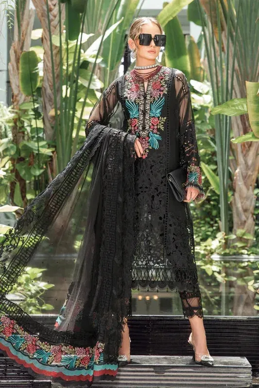 Maria B Luxury Lawn Black Organza – view 1 – Poshaq