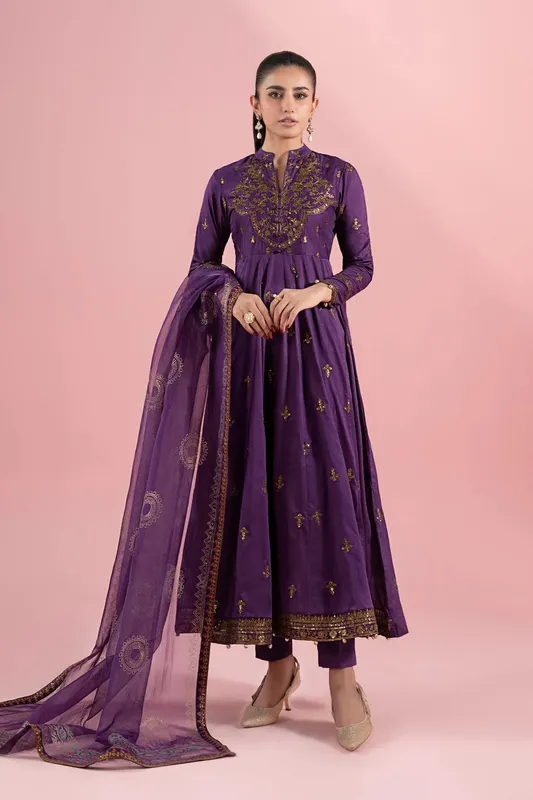 Maria B Luxury Pret 25 Purple Organza – view 1 – Poshaq