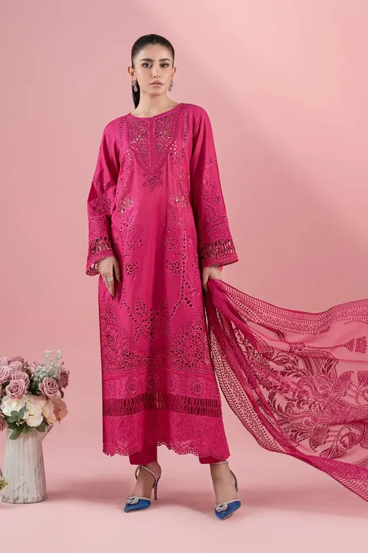Maria B Luxury Pret 25 Pink Cambric – view 1 – Poshaq