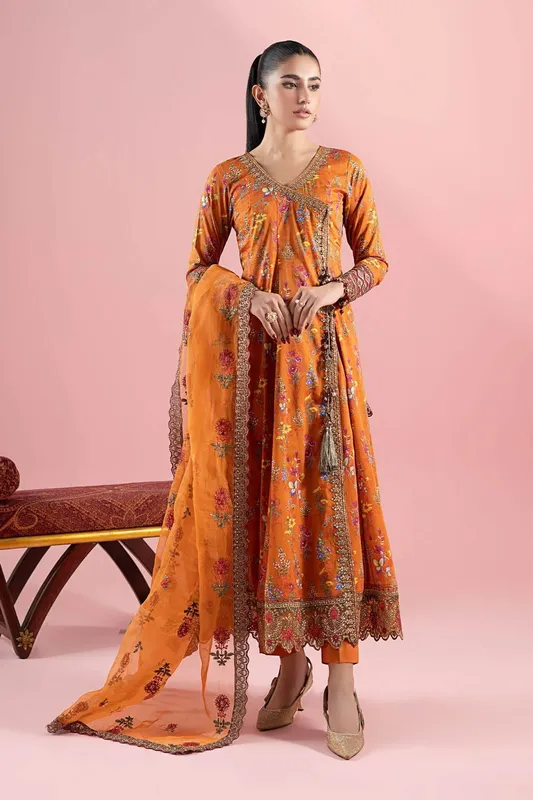 Maria B Luxury Pret 25 Rust Organza – view 1 – Poshaq