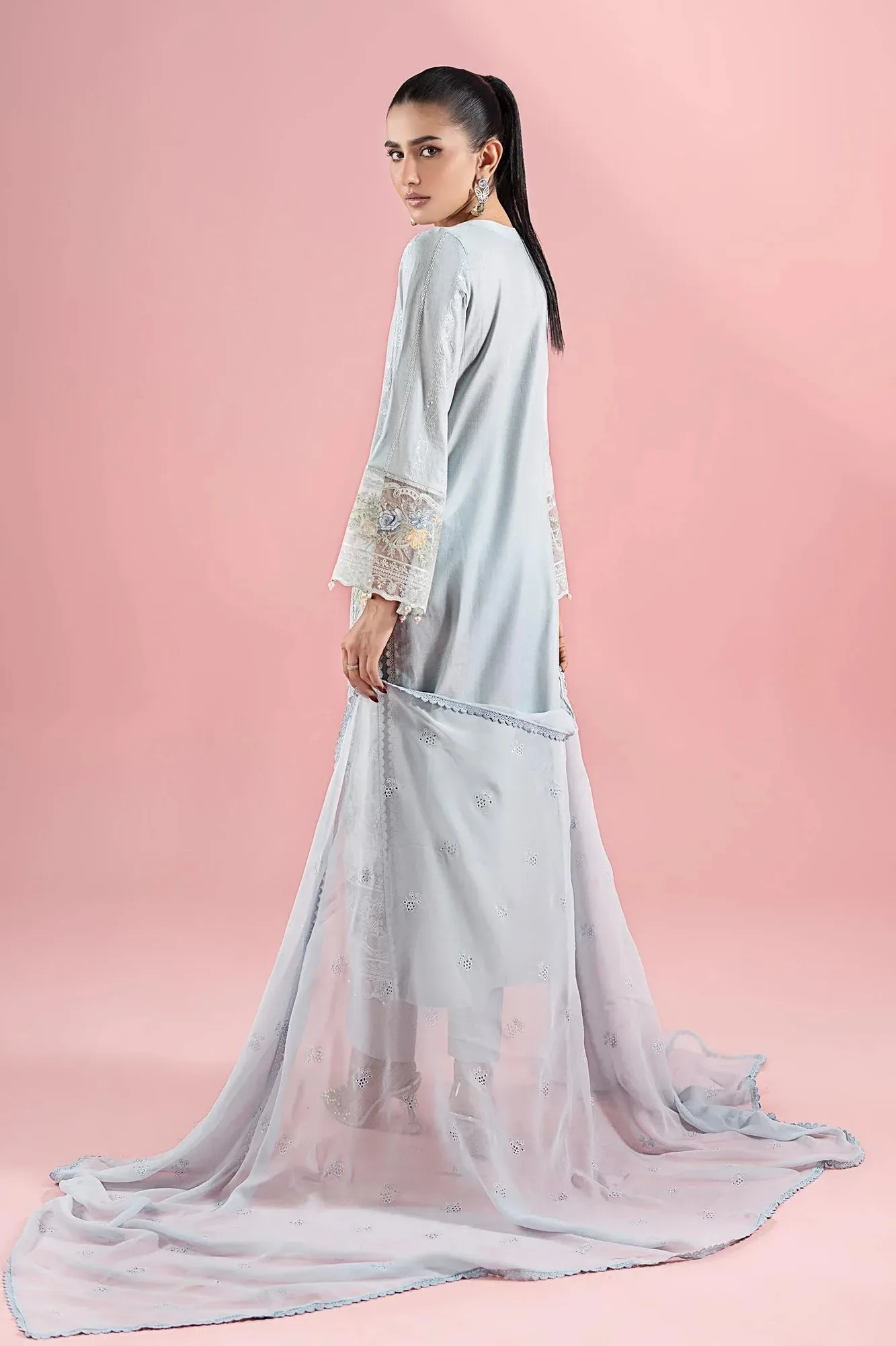 Maria B Luxury Pret 25 Blue Organza – view 2 – Poshaq