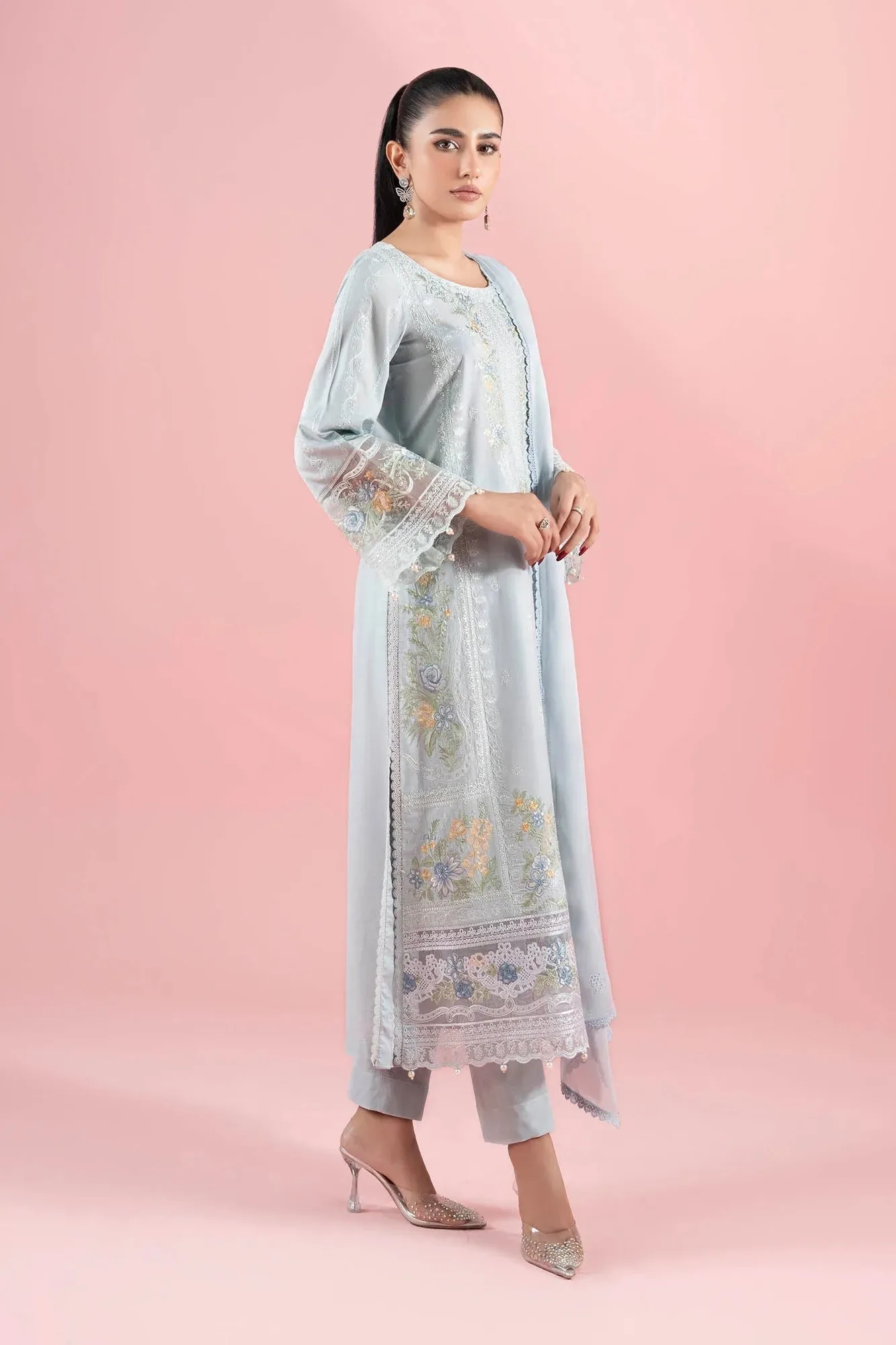 Maria B Luxury Pret 25 Blue Organza – view 3 – Poshaq