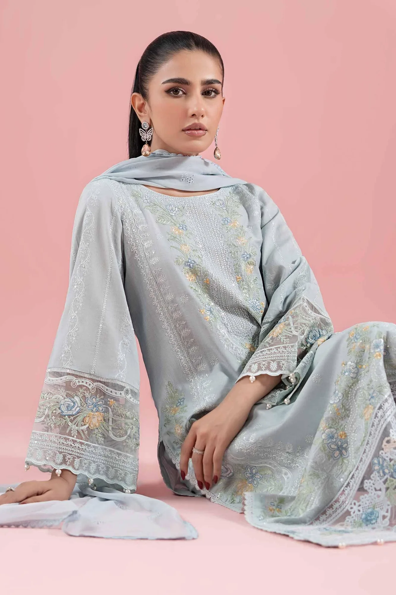 Maria B Luxury Pret 25 Blue Organza – view 6 – Poshaq
