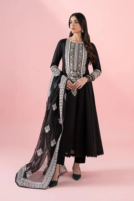 Maria B Luxury Pret 25 Black Organza – view 1 – Poshaq