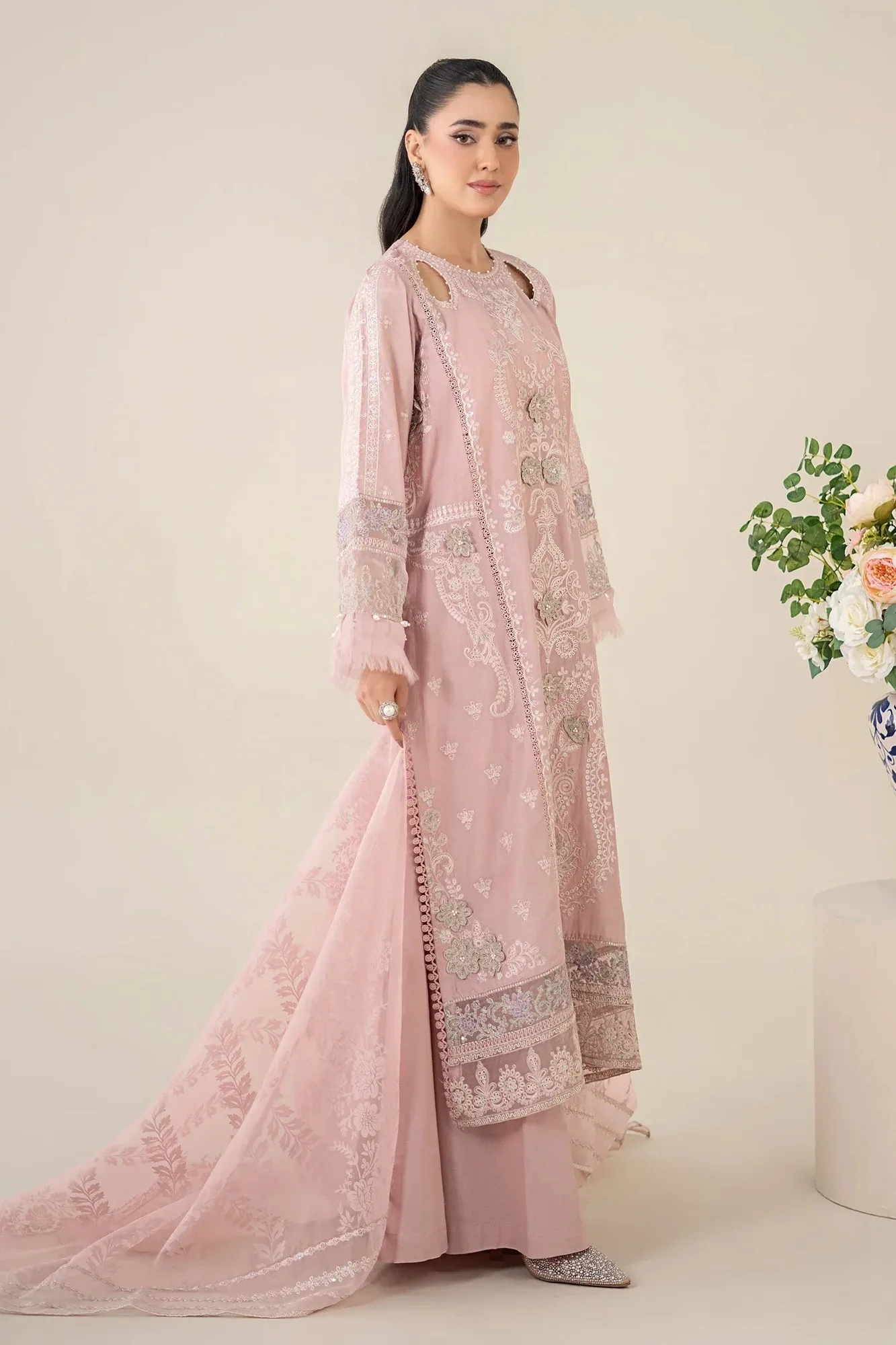 Maria B Luxury Pret 25 Pink Organza – view 3 – Poshaq