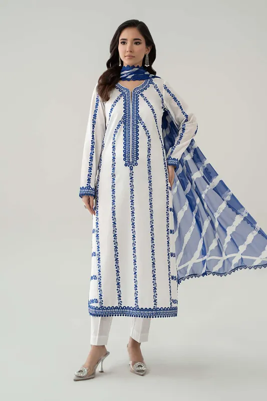 Maria B Luxury Pret 25 White Chiffon – view 1 – Poshaq