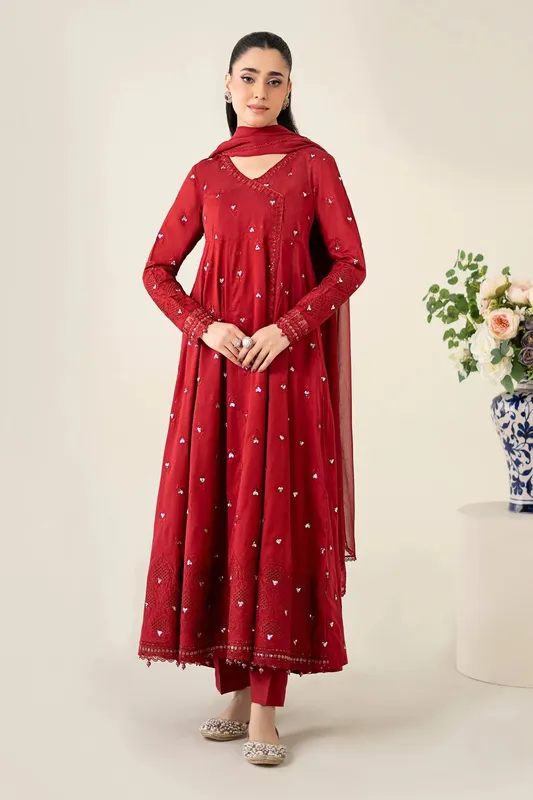 Maria B Luxury Pret 25 Red Organza – view 1 – Poshaq
