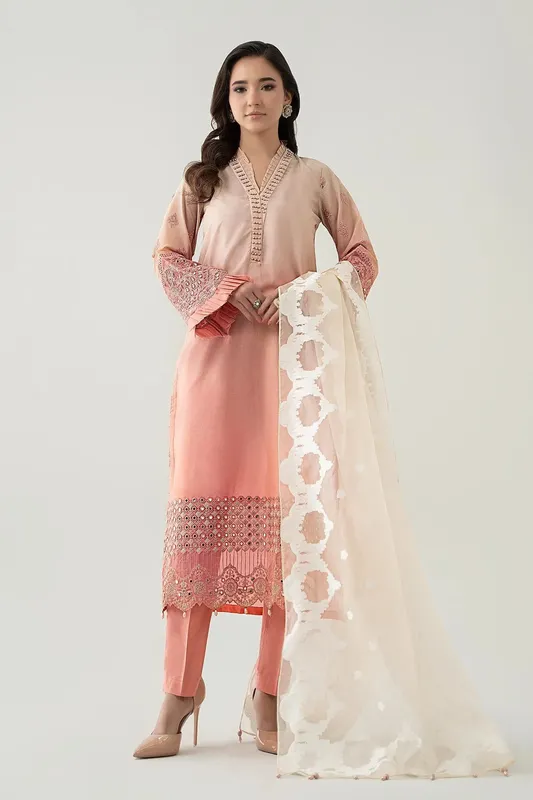 Maria B Luxury Pret 25 Beige Jacquard – view 1 – Poshaq