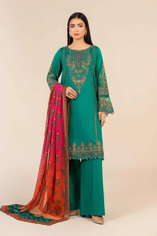 Maria B Luxury Pret 25 Green Organza – view 1 – Poshaq