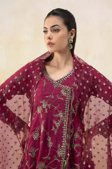 Maria B Luxury Pret 25 Magenta Cotton Silk – view 3 – Poshaq