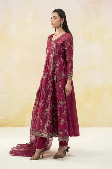 Maria B Luxury Pret 25 Magenta Cotton Silk – view 4 – Poshaq