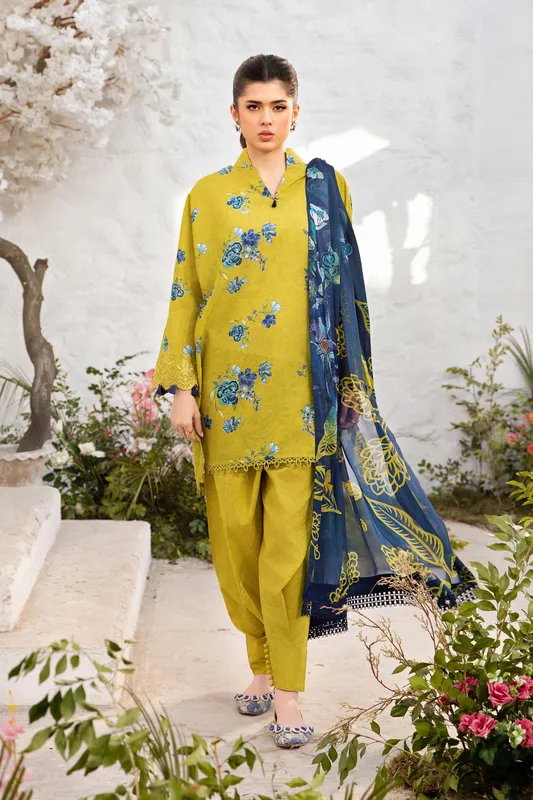 Maria B M Basic Summer Lawn 25 Green Organza – view 1 – Poshaq
