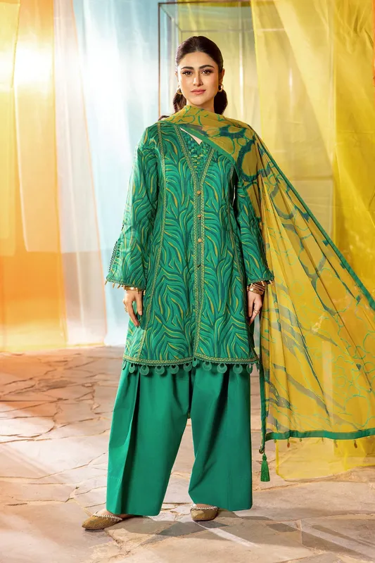 Maria B M Basic Summer Lawn 25 Yellow Organza – view 1 – Poshaq