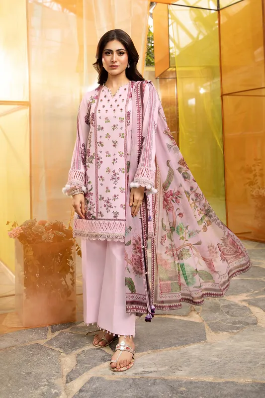 Maria B M Basic Summer Lawn 25 Lilac Organza – view 1 – Poshaq