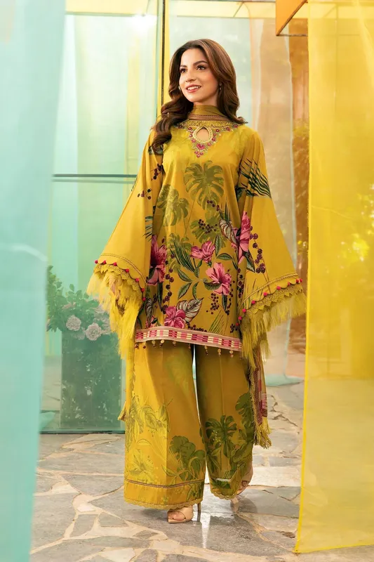 Maria B M Basic Summer Lawn 25 Green Organza – view 1 – Poshaq