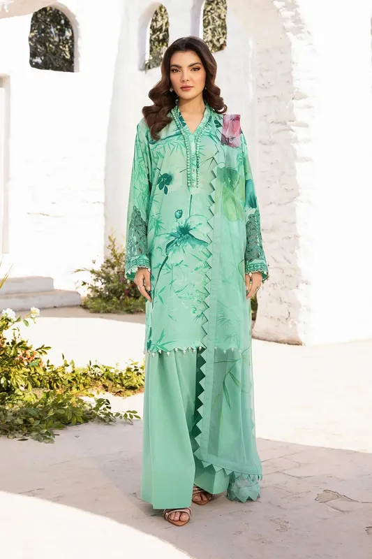 Maria B M Basic Summer Lawn 25 Green Organza – view 1 – Poshaq