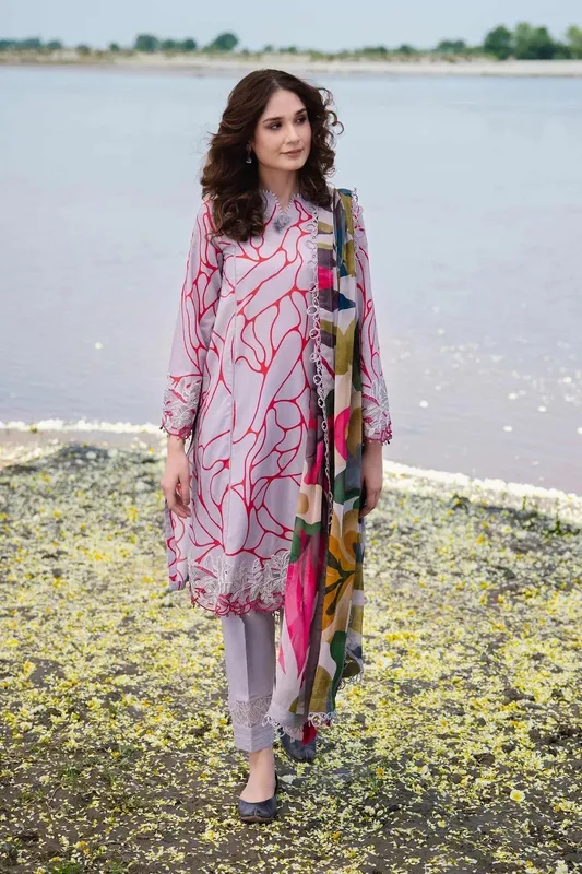 Maria B M Basics Lawn Purple Chiffon – view 1 – Poshaq