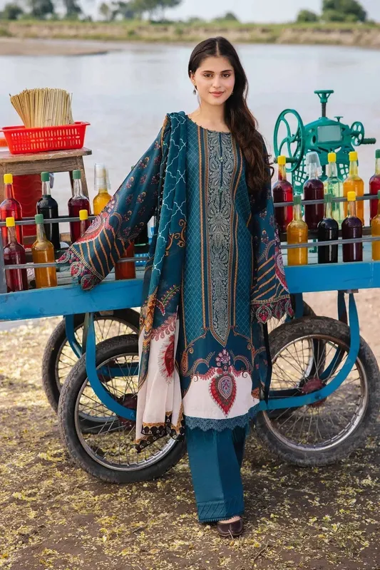Maria B M Basics Lawn Green Chiffon – view 1 – Poshaq