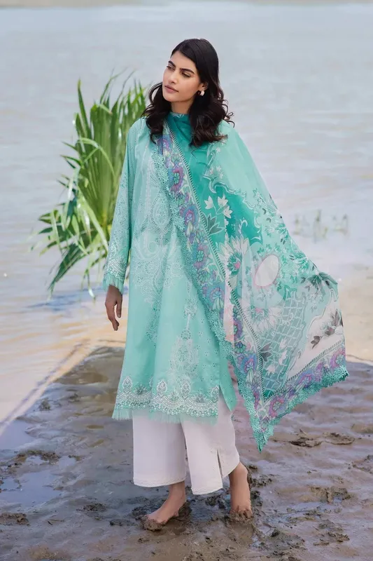 Maria B M Basics Lawn White Chiffon – view 1 – Poshaq