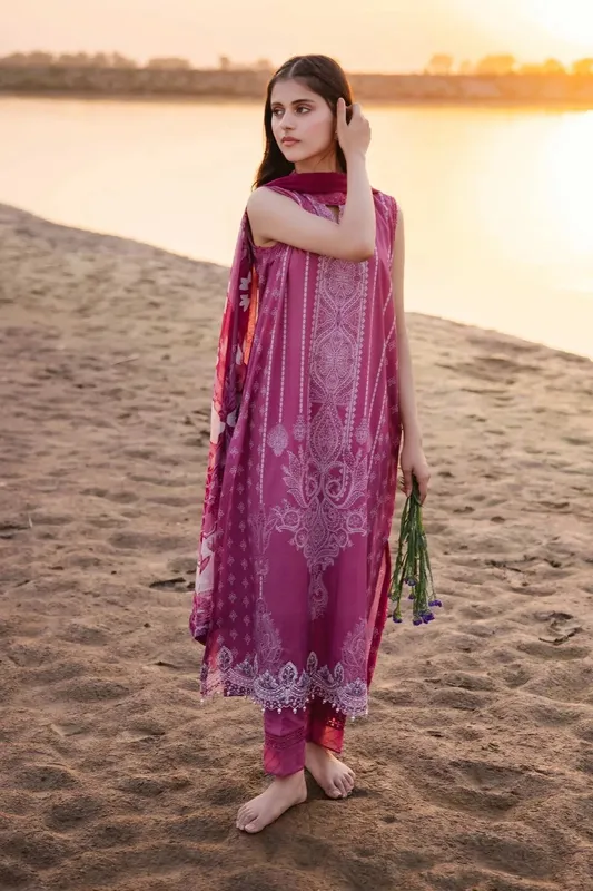 Maria B M Basics Lawn Lilac Chiffon – view 1 – Poshaq