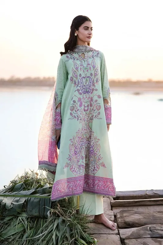 Maria B M Basics Lawn Green Organza – view 1 – Poshaq
