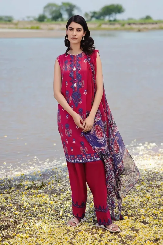 Maria B M Basics Lawn Pink Organza – view 1 – Poshaq