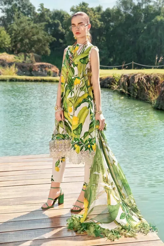 Maria B M Prints 25 Yellow Organza – view 1 – Poshaq