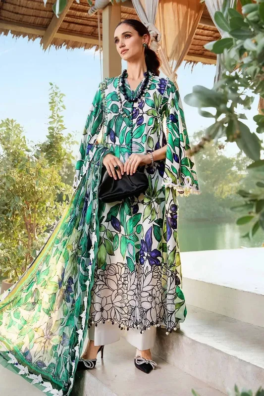 Maria B M Prints 25 White Organza – view 1 – Poshaq