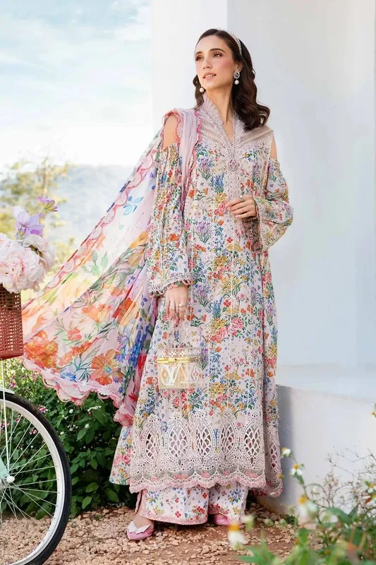 Maria B M Prints 25 White Organza – view 1 – Poshaq