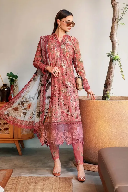 Maria B M Prints 25 Peach Organza – view 1 – Poshaq