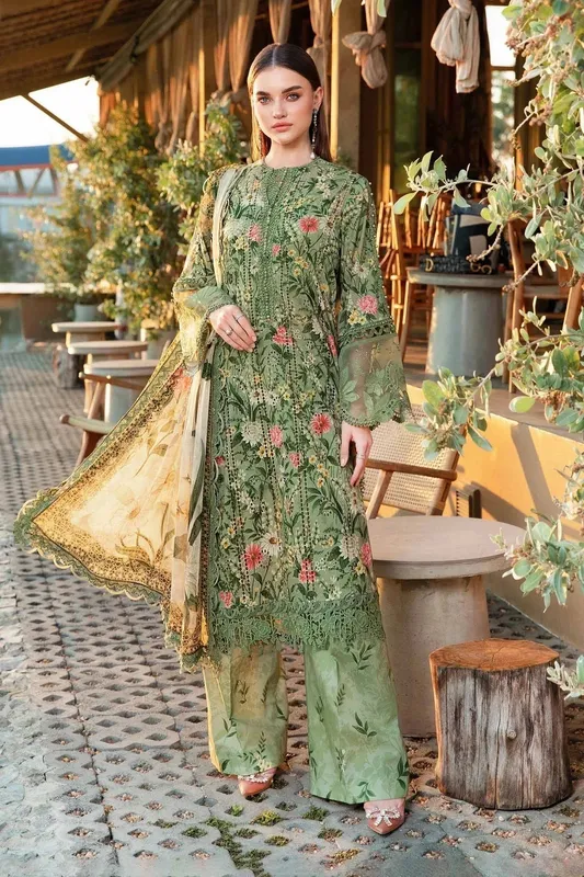 Maria B M Prints 25 Green Organza – view 1 – Poshaq
