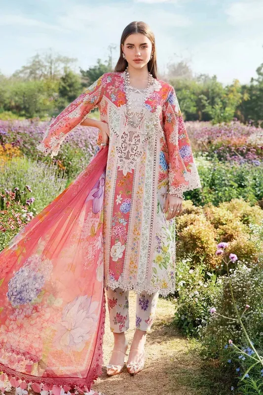 Maria B M Prints 25 Pink Chiffon – view 1 – Poshaq