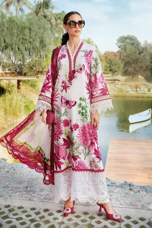 Maria B M Prints 25 White Organza – view 1 – Poshaq