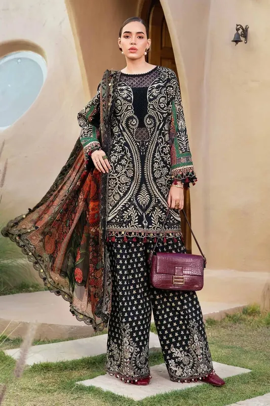 Maria B M Prints 25 Black Organza – view 1 – Poshaq