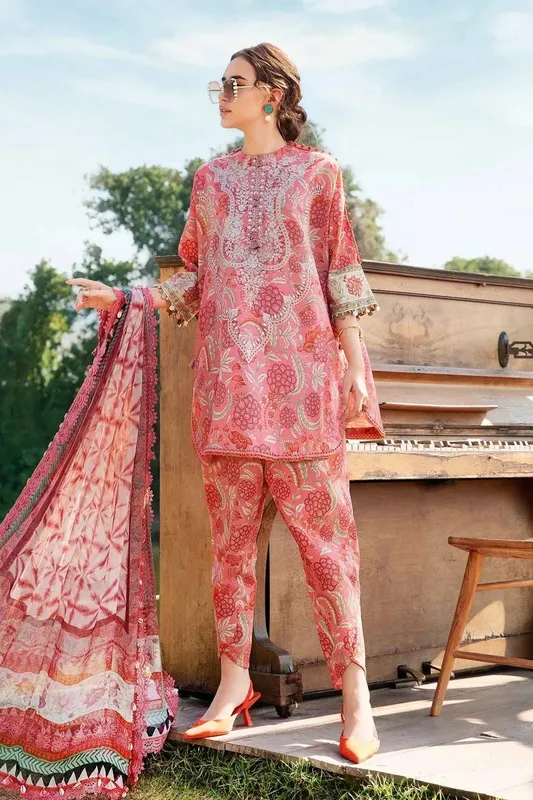 Maria B M Prints 25 Pink Chiffon – view 1 – Poshaq