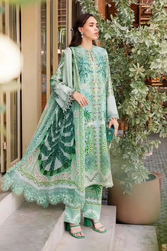 Maria B M Prints 25 Green Organza – view 1 – Poshaq
