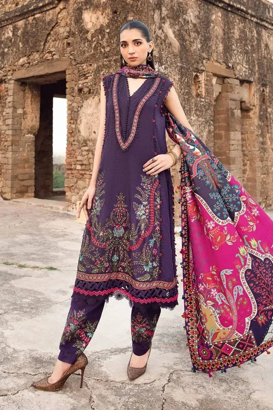 Maria B M Prints Winter 24 Purple Linen – view 1 – Poshaq