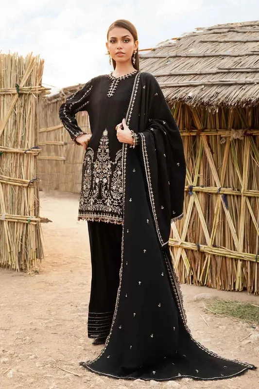 Maria B M Prints Winter 24 Black Linen – view 1 – Poshaq