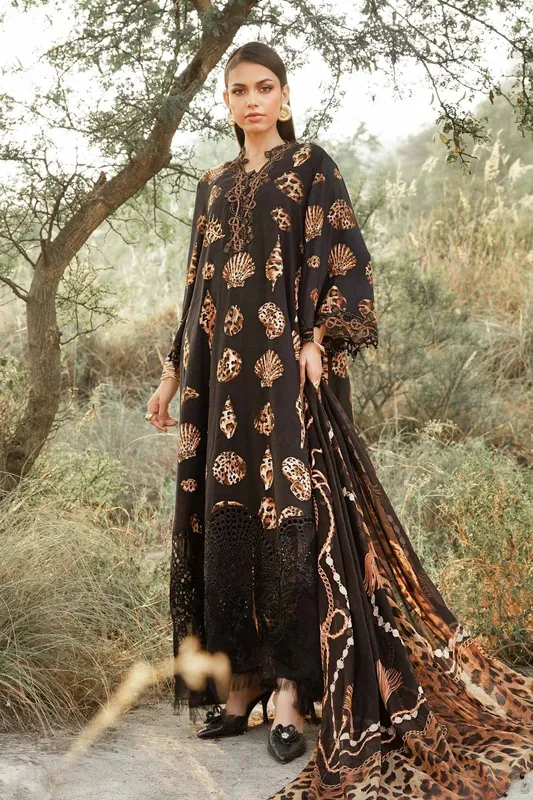 Maria B M Prints Winter 24 Black Organza – view 1 – Poshaq
