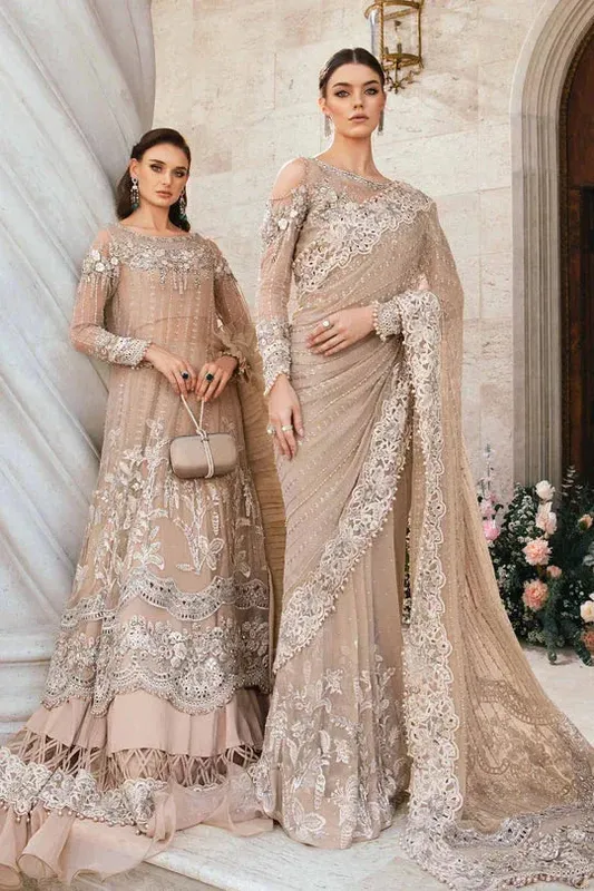 Maria B Mbroidered Fabrics 2024 Beige Raw Silk – view 1 – Poshaq