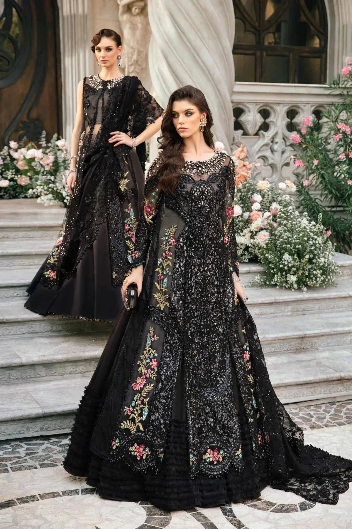 Maria B Mbroidered Fabrics 2024 Black Organza – view 1 – Poshaq