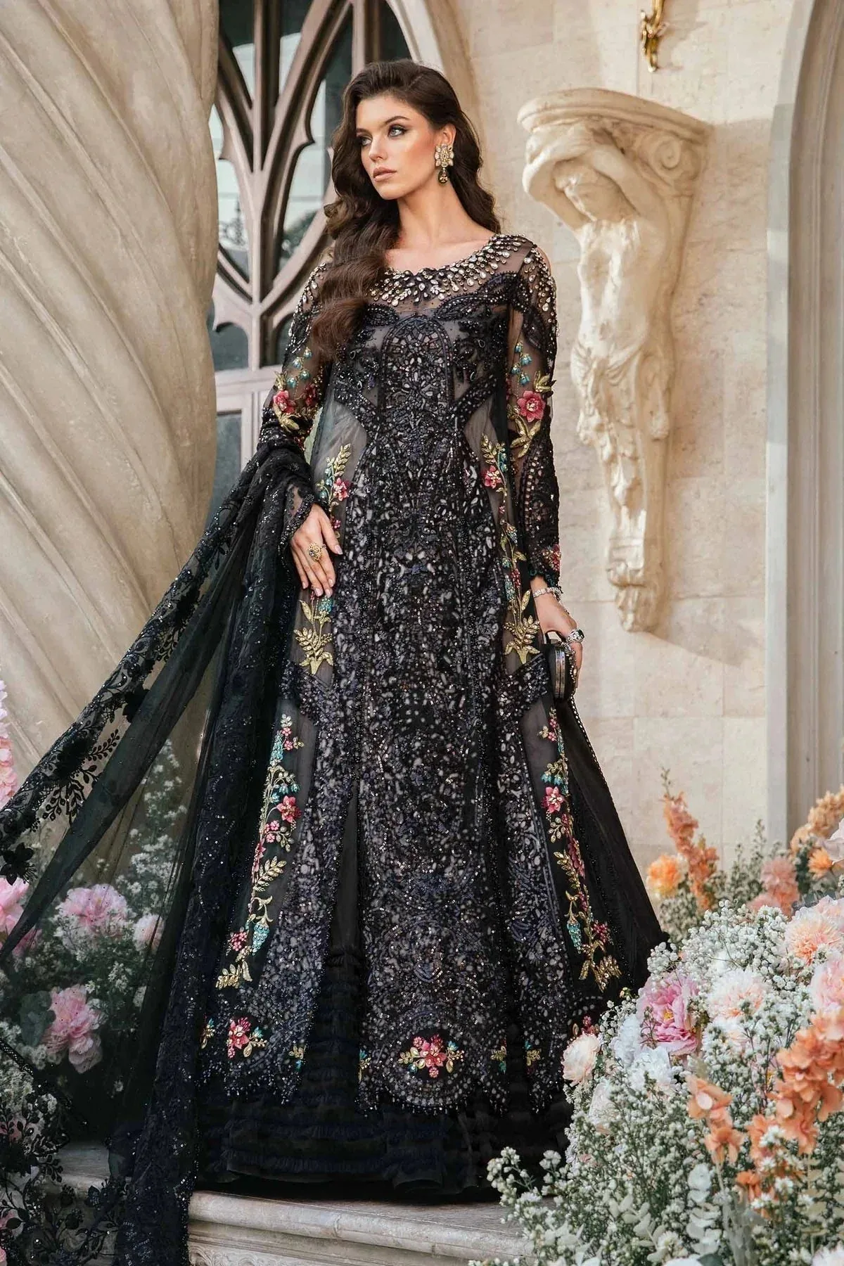 Maria B Mbroidered Fabrics 2024 Black Organza – view 7 – Poshaq