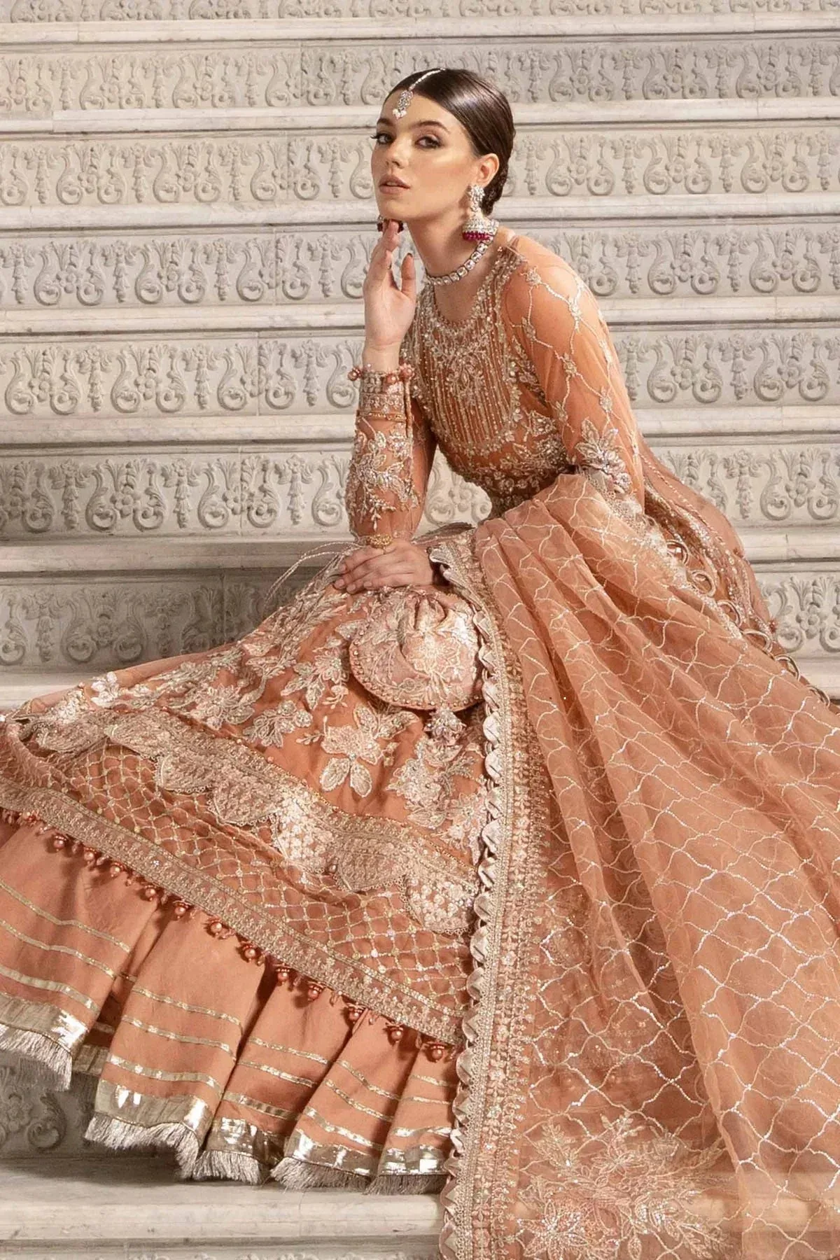 Maria B Mbroidered Fabrics 2024 Pink Organza – view 10 – Poshaq