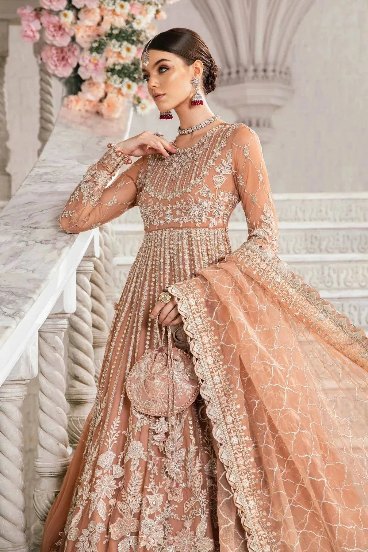 Maria B Mbroidered Fabrics 2024 Pink Organza – view 11 – Poshaq