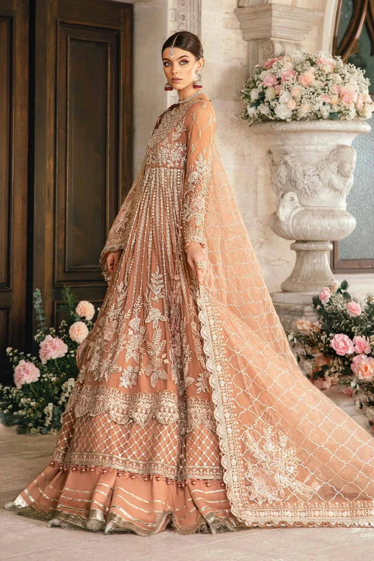 Maria B Mbroidered Fabrics 2024 Pink Organza – view 3 – Poshaq