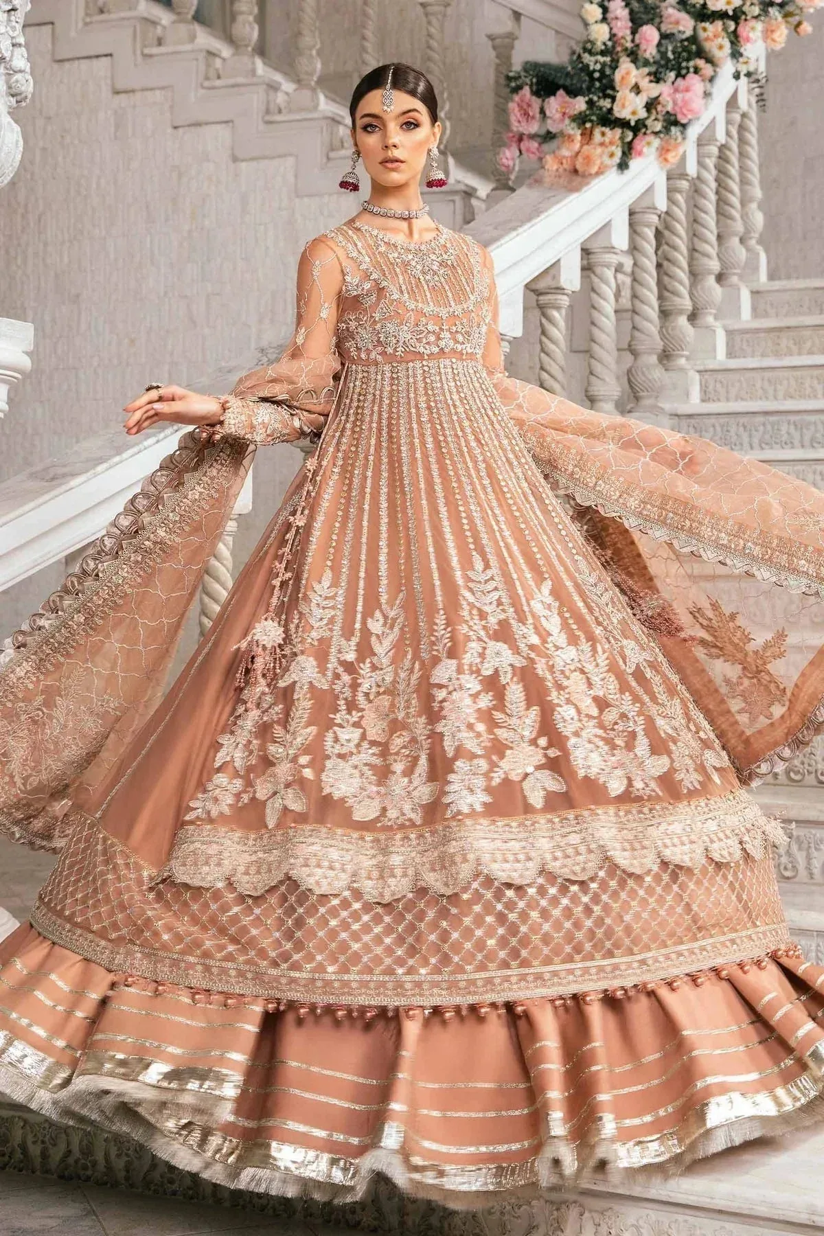 Maria B Mbroidered Fabrics 2024 Pink Organza – view 4 – Poshaq