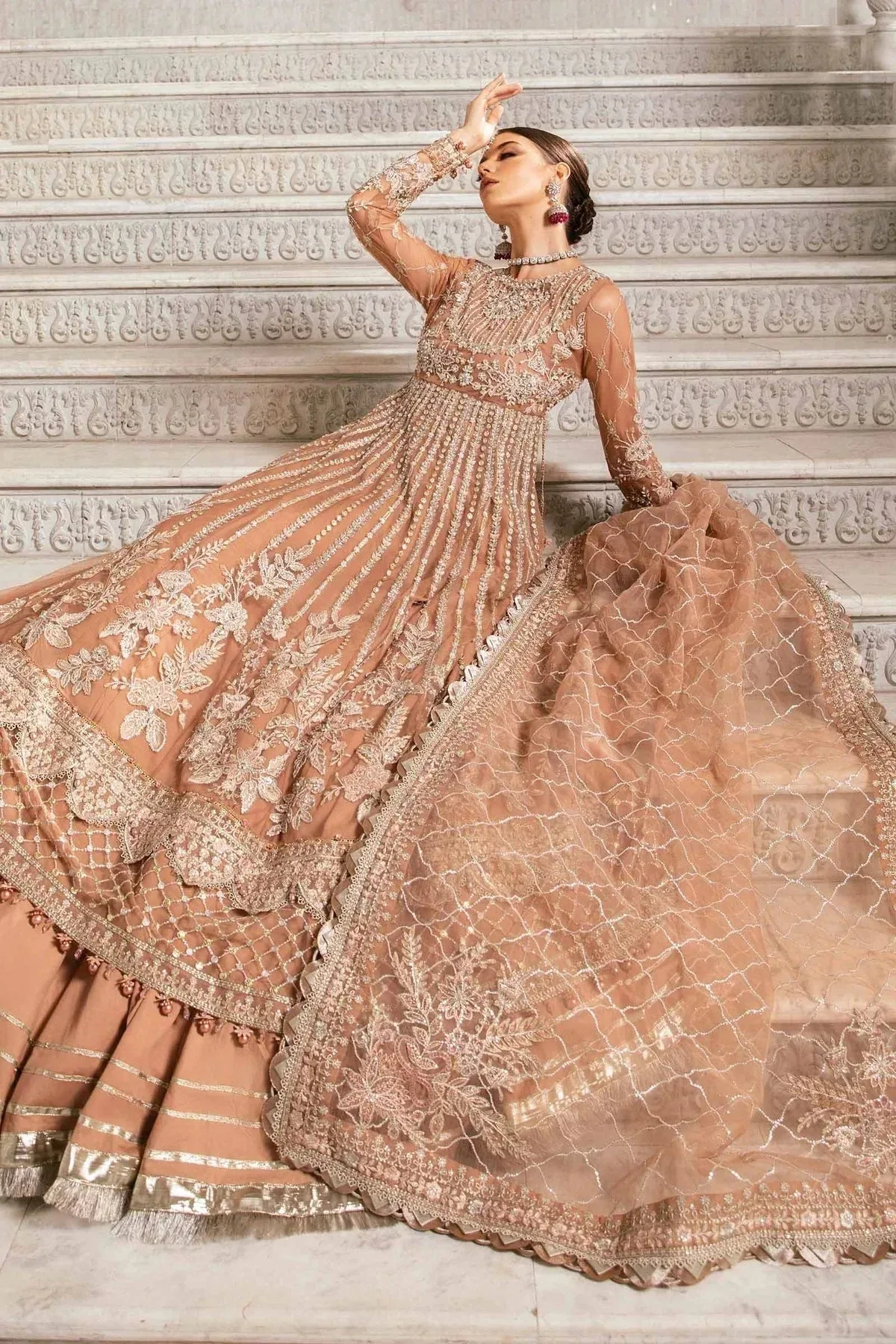 Maria B Mbroidered Fabrics 2024 Pink Organza – view 9 – Poshaq