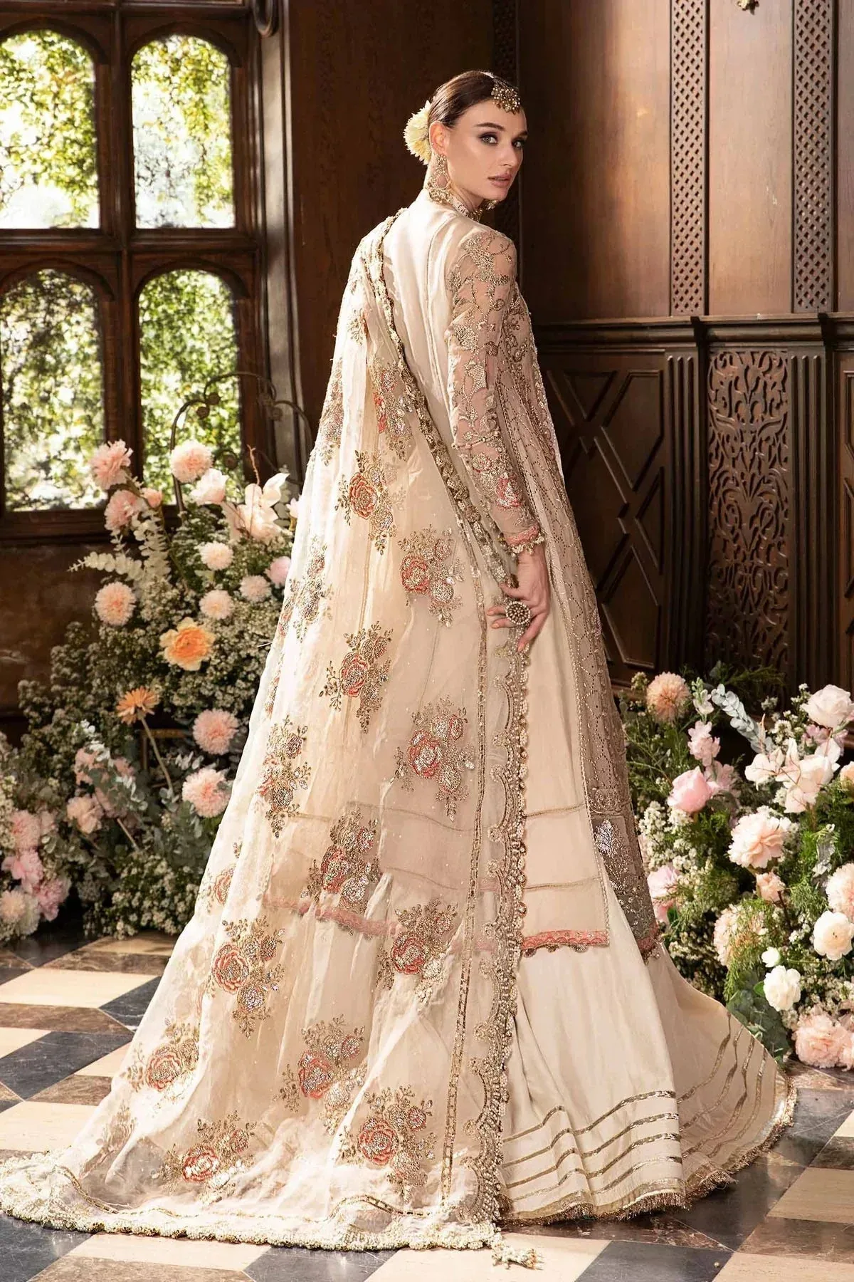 Maria B Mbroidered Fabrics 2024 Ivory Raw Silk – view 4 – Poshaq